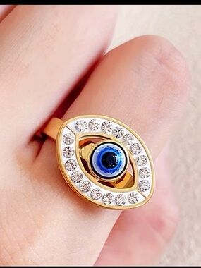 18k Gold-plated Blue Evil Eye Ring